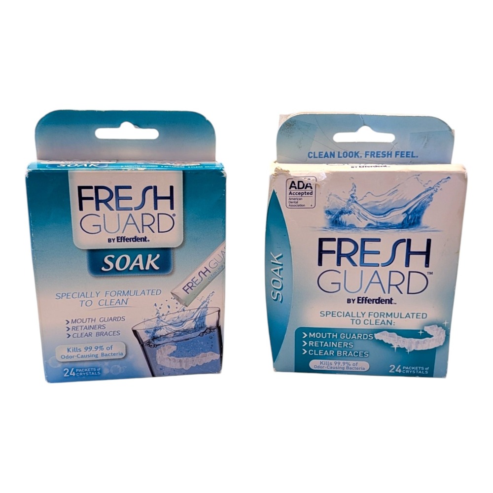 Fresh Guard by Efferdent‎ Soak 24 Packets Each 2 Pack Crystals Retainer Cleaner